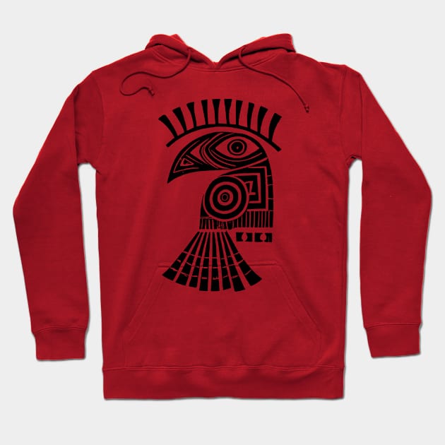 Tribal Raven Bird Black Crow Hoodie by Griffelkinn